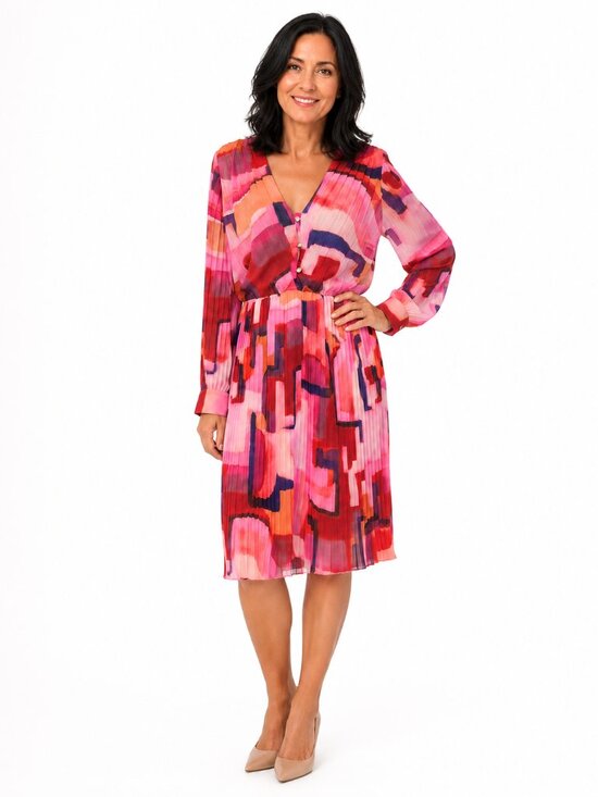 YNI Studio Dresses & Skirts - YNI Studion Multi-Colored Pleated Long Sleeve Dress – XL  NWT
